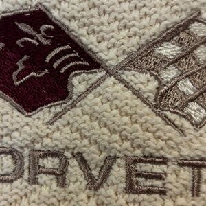 Official MidAmerica CORVETTE Sweater, Ivory with Taupe/Burgundy Emblem